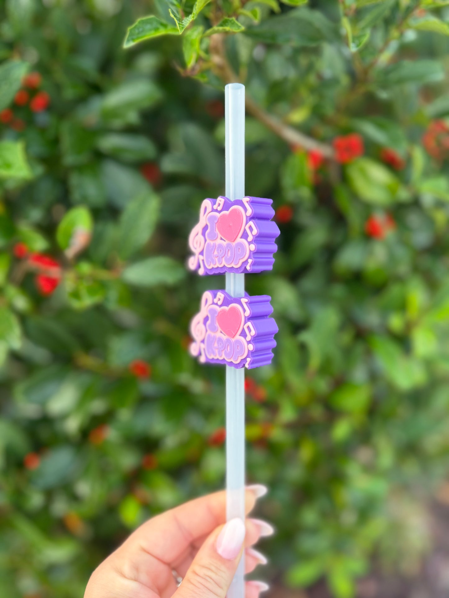 I Love K-Pop Stanley Straw Topper | K-Pop Straw Charm | Stanley Cup Accessory | K-Pop Fan Gift | Reusable Straw Topper