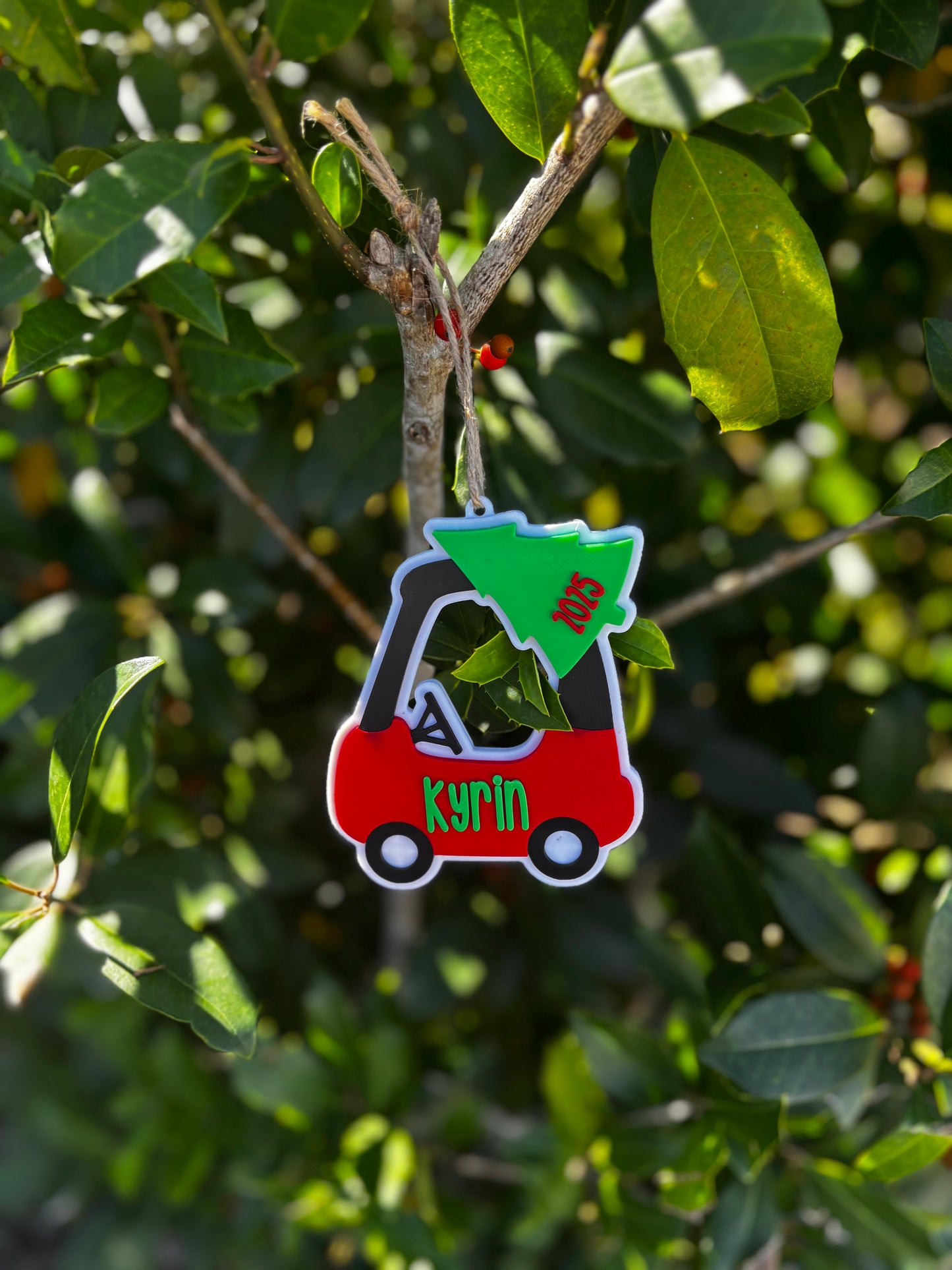 Red Car Tree Ornament w/Custom Name