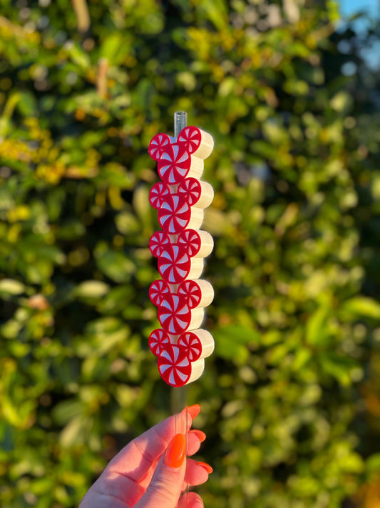 Peppermint Mouse Stanley Straw Topper | Holiday Tumbler Accessory | Christmas Peppermint Drinkware Charm