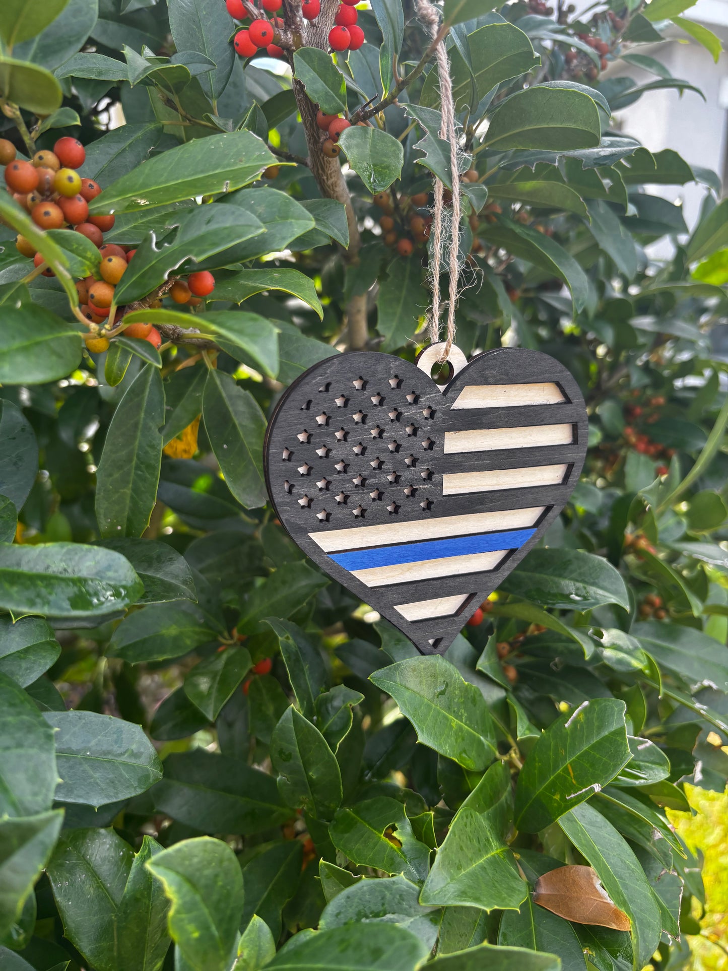 Police Christmas Flag Ornament