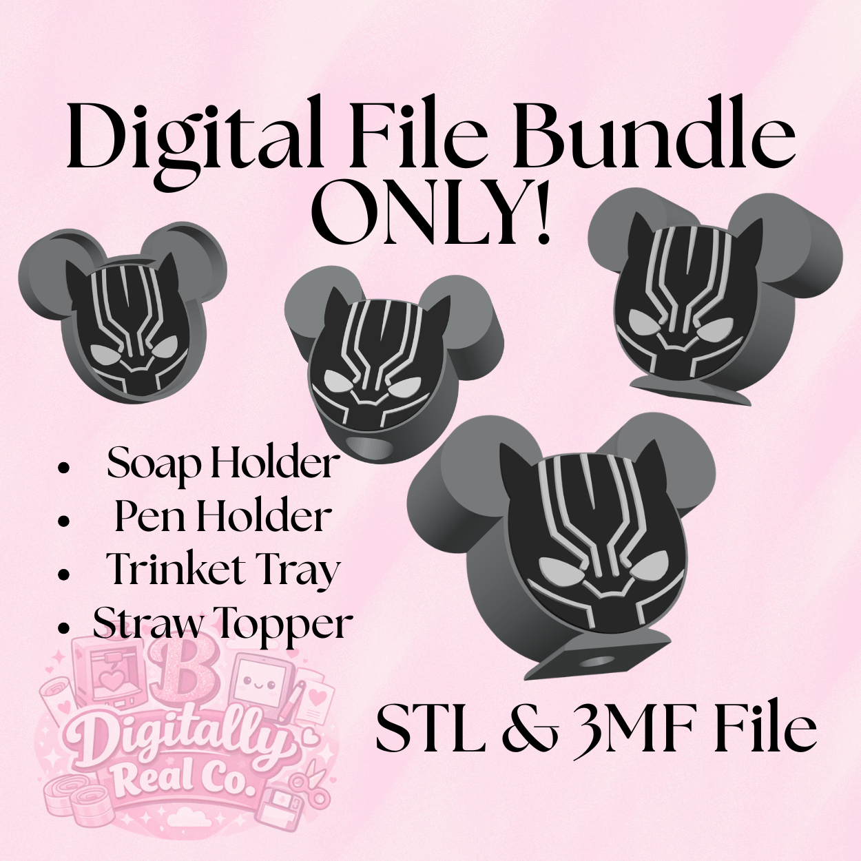 Superhero Inspired 3D Print Bundle – Soap Holder, Pen Holder, Trinket Tray & Straw Topper | STL & 3MF Files | Digital Download ONLY