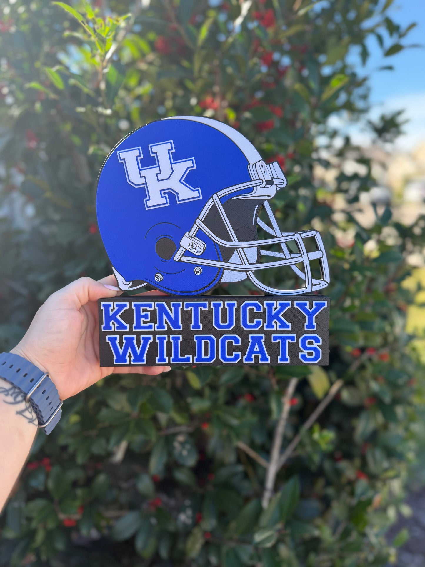 UK Wildcats Football Desk Stand | Kentucky Wildcats Helmet Display | College Football Desk Decor | Wildcats Fan Gift