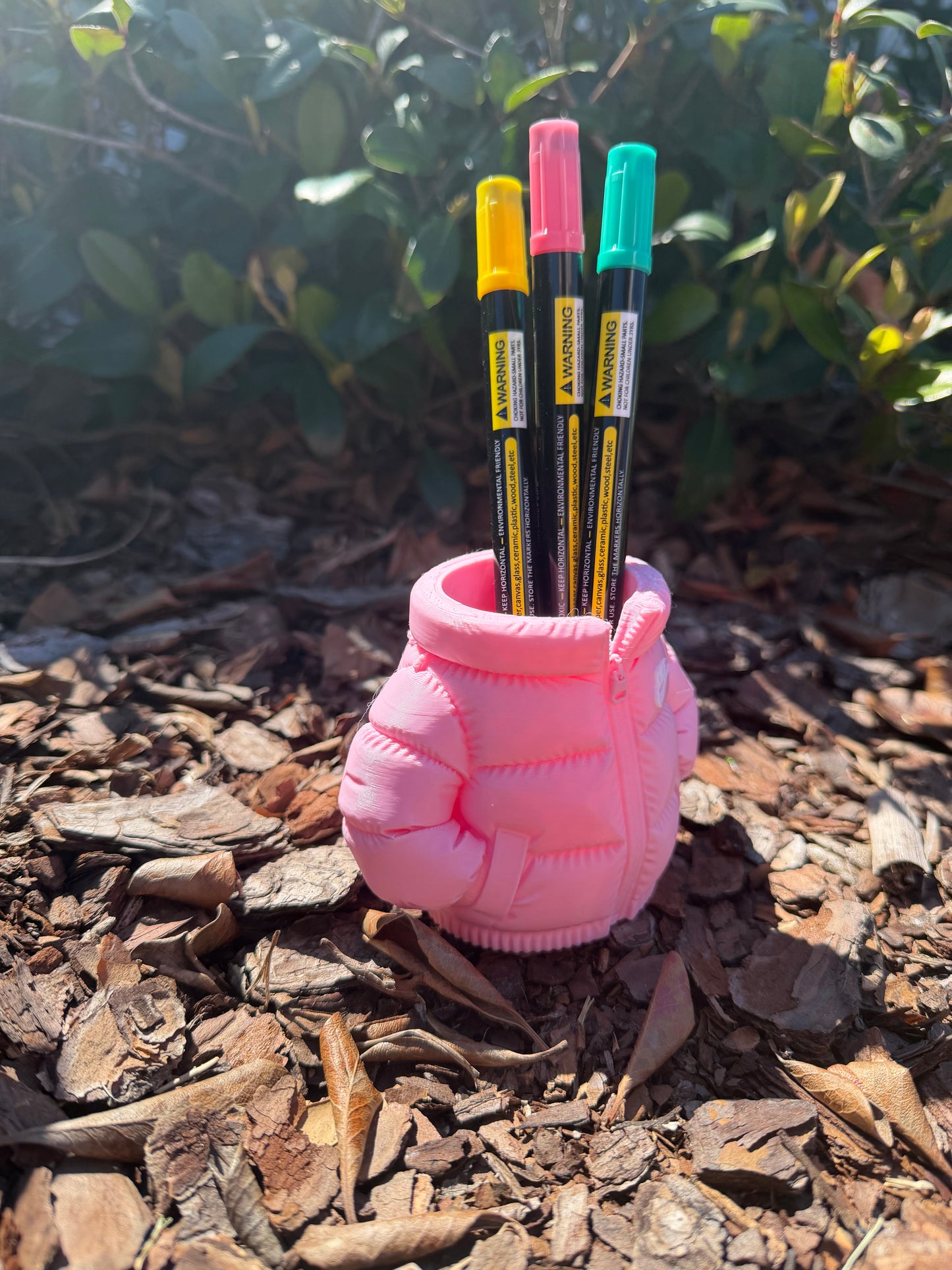 Pink Puffer Jacket Pen Holder | Sneaker-Inspired Desk Organizer | 3D Printed Jacket Cup | Trendy Office Decor