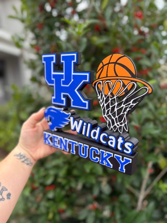 Kentucky Wildcats Basketball Desk Stand | UK Wildcats Table Decor | College Basketball Fan Gift | 3D Printed Sports Display