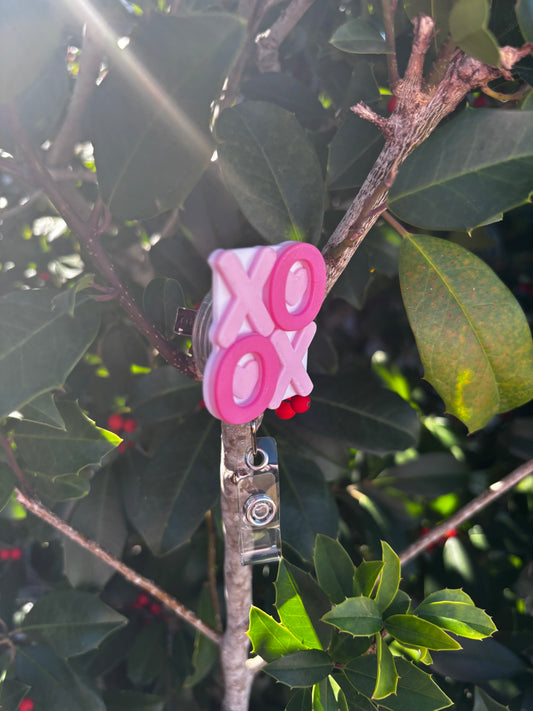 XOXO Badge Reel | Valentine Badge Reel | Cute Nurse Badge Reel | Heart Badge Holder | Retractable ID Badge | Gift for Healthcare Workers