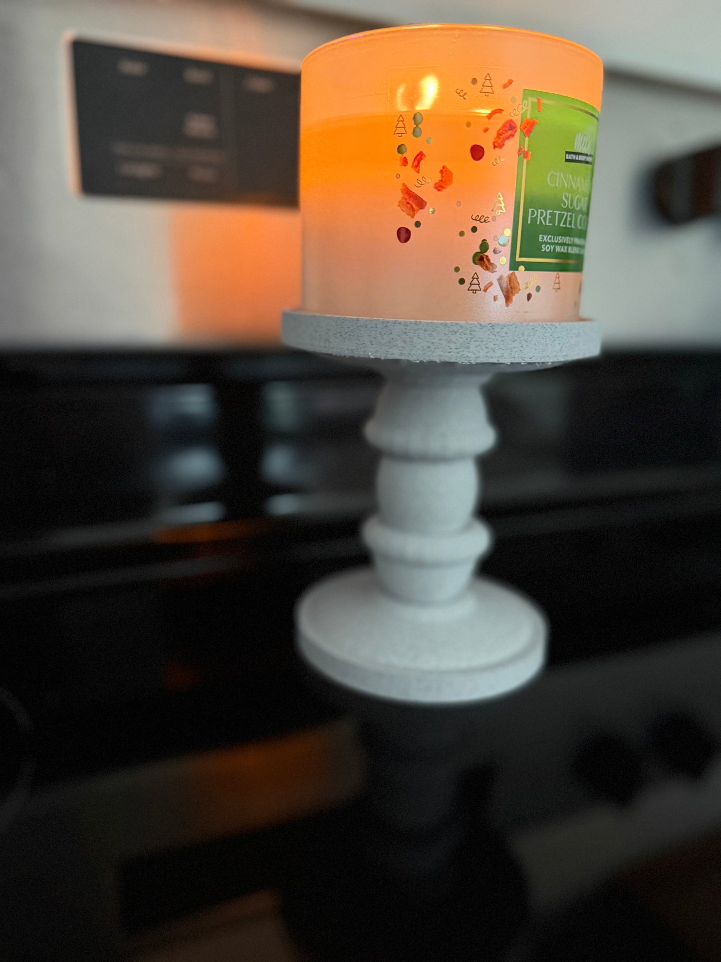 Pedestal Candle Holder for Bath & Body Works 3 Wick Candles | Modern Candle Stand | Farmhouse & Neutral Home Décor