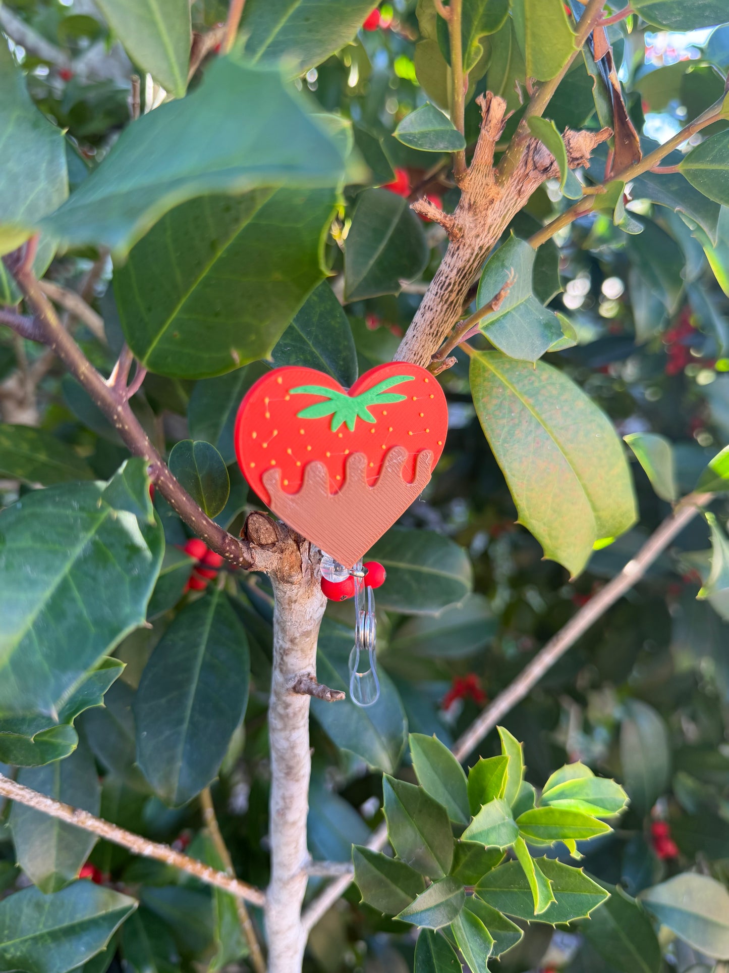 Chocolate Covered Strawberry Badge Reel | Valentine’s Day Heart Badge Holder | Cute Nurse Teacher Badge Reel | Alligator or Belt Clip
