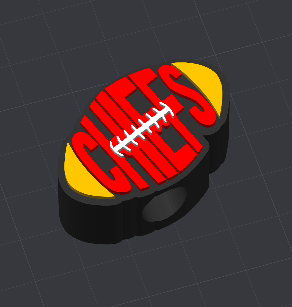 KC Chiefs Football Straw Topper 3D Print File (STL and 3MF Digital Download) Stanley & Regular Size