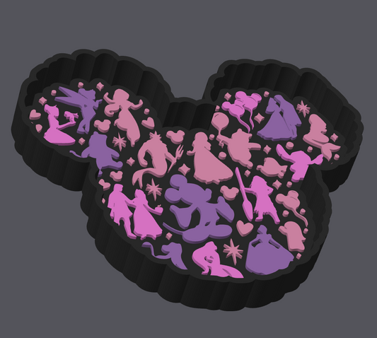 Princess Silhouette Trinket Tray – Digital STL & 3MF File – 3D Print Jewelry Tray – Mouse Head Princess Decor – Digital Download ONLY