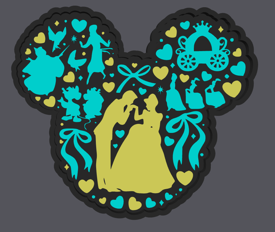 Cinderella Mouse Trinket Tray STL & 3MF | Princess Jewelry Tray 3D Print File | Fairytale Catch All Dish | Digital Download