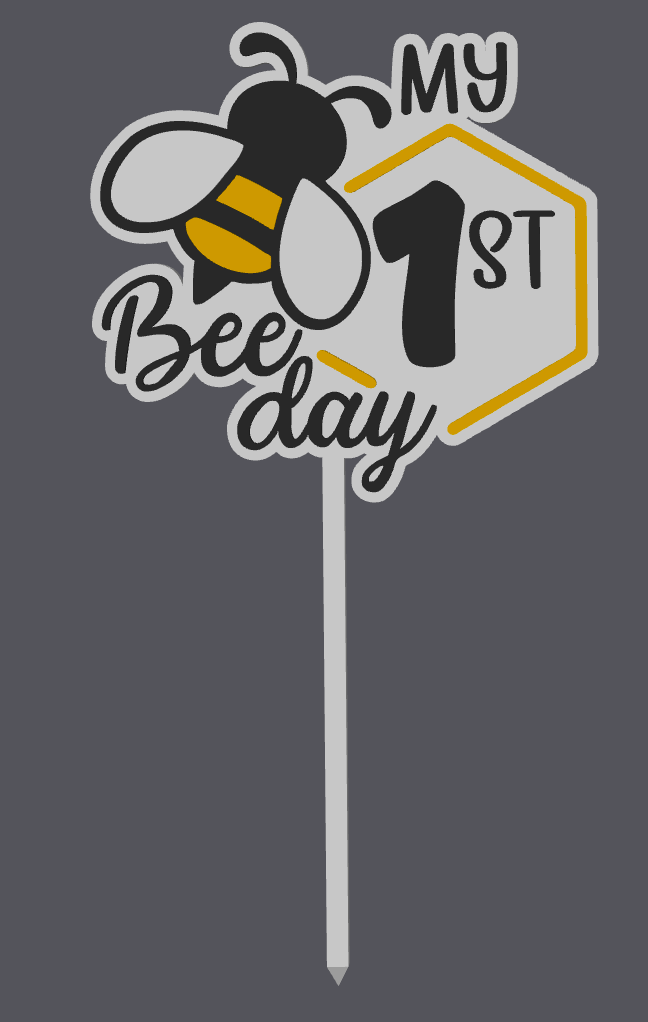 My 1st Bee Day Cake Topper STL & 3MF File | First Birthday Cake Topper | Bee Theme Party Decor | 3D Print File | Digital Download