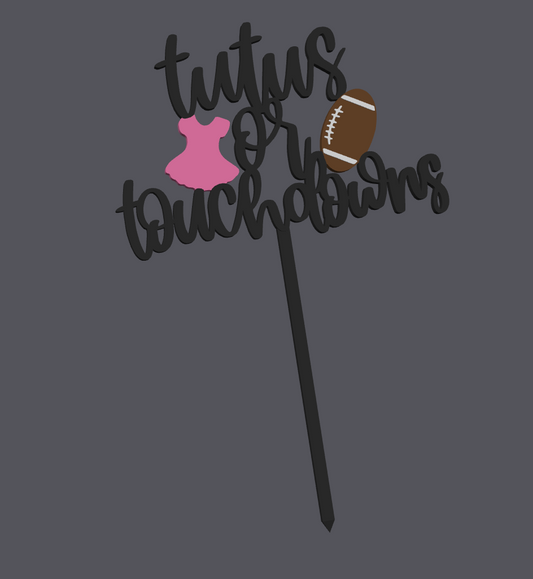 Tutus or Touchdowns Cake Topper STL & 3MF File | Gender Reveal Cake Topper | Baby Shower Decor | 3D Print File | Digital Download