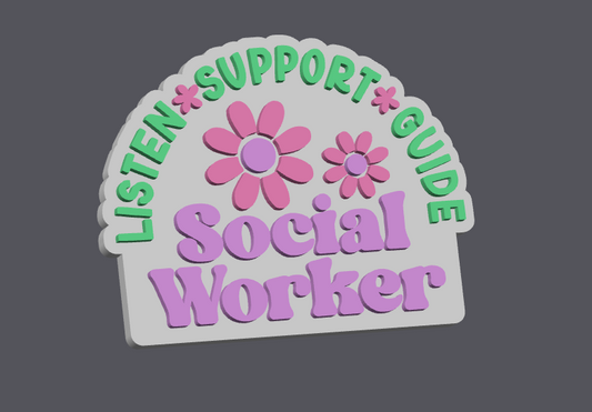 Social Worker Embellishment STL & 3MF File | Badge Reel Topper | Bow Center | Listen Support Guide | 3D Print File | Digital Download