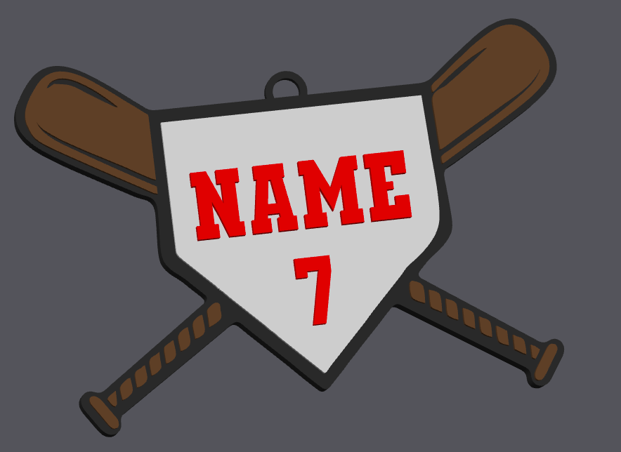 Custom Baseball Bag Tag – Personalized Name & Number Digital File (STL & 3MF)