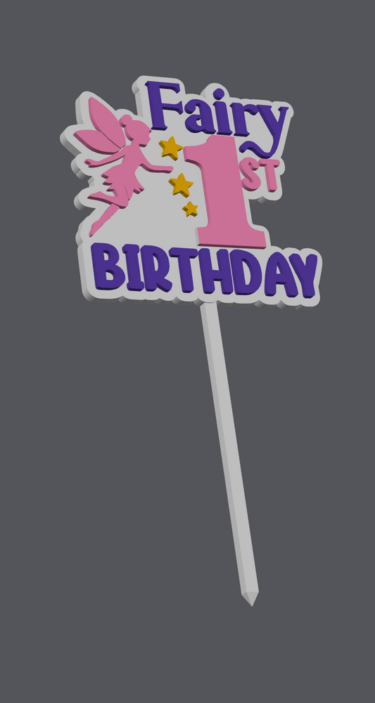 Fairy 1st Birthday Cake Topper – Digital File (STL & 3MF)