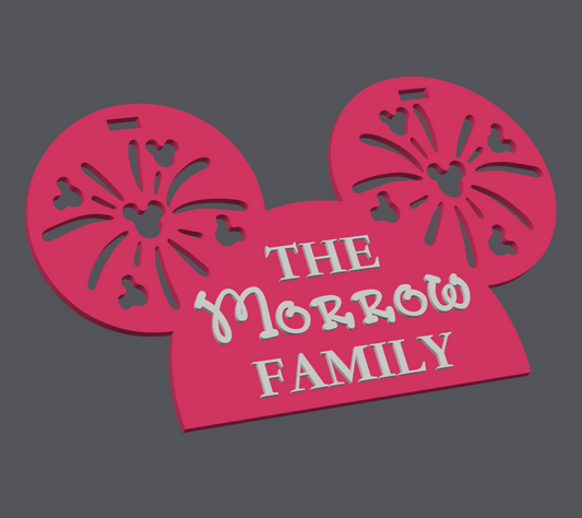 Mouse Ears Stroller Sign 3D Print File | Personalized Family Stroller Tag | STL & 3MF Digital Download