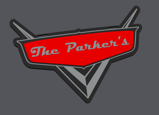 Disney Cars Inspired Stroller Sign | Custom Family Name | STL & 3MF Files | 3D Print File | Disney Trip Stroller Tag