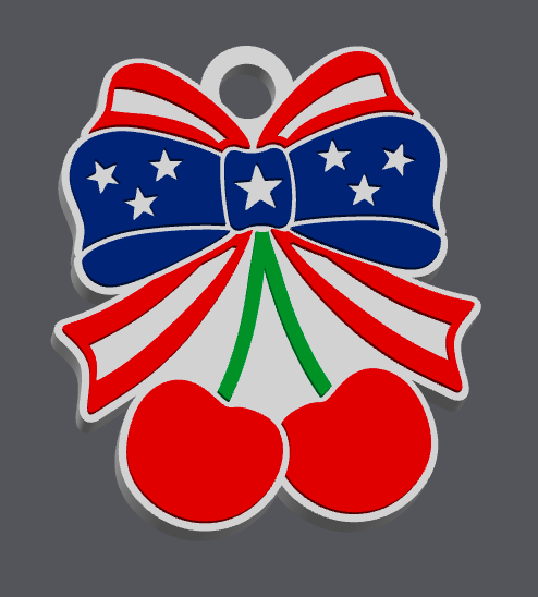American Flag Cherry NFC Tag STL & 3MF File | Patriotic NFC Keychain | Tap to Share Tag | Digital Download