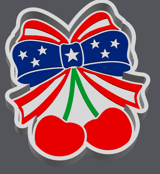 American Flag Cherry Trinket Tray STL & 3MF File | Patriotic Jewelry Dish | Cherry Decor | Digital Download