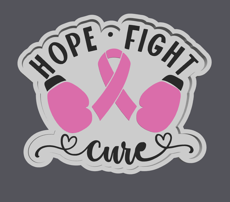 Hope Fight Cure Breast Cancer Trinket Tray Digital File | STL & 3MF | Pink Ribbon Jewelry Dish | Breast Cancer Awareness Catchall Tray | 3D Print File Download