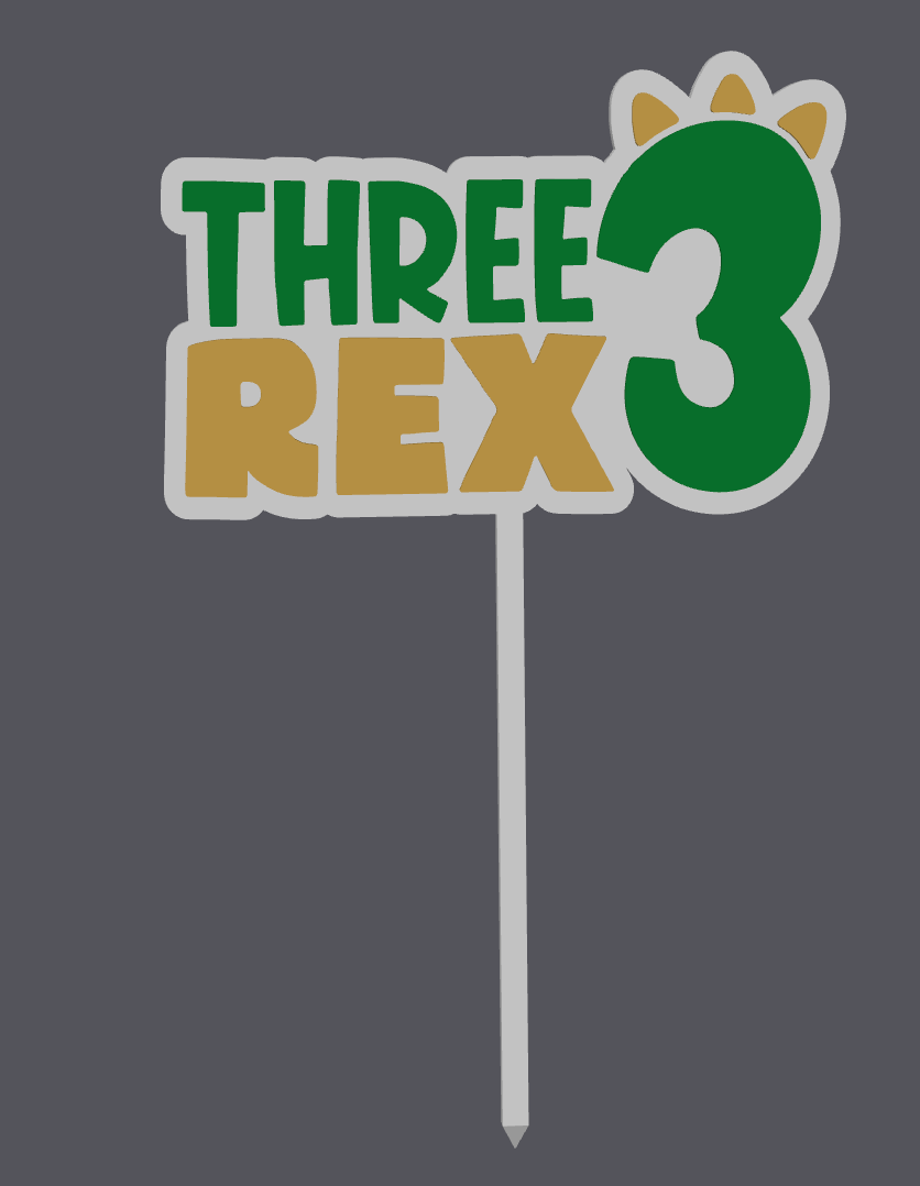 Three Rex Birthday Cake Topper SVG | STL & 3MF File | Dinosaur Birthday Cake Decoration | 3D Print File Download | Three Rex Cake Topper