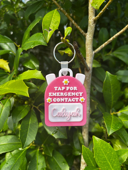 Custom NFC Emergency Contact Tag for Kids – Tap for Parent Info | Backpack Safety Tag, Smart ID Keychain, School & Travel Alert