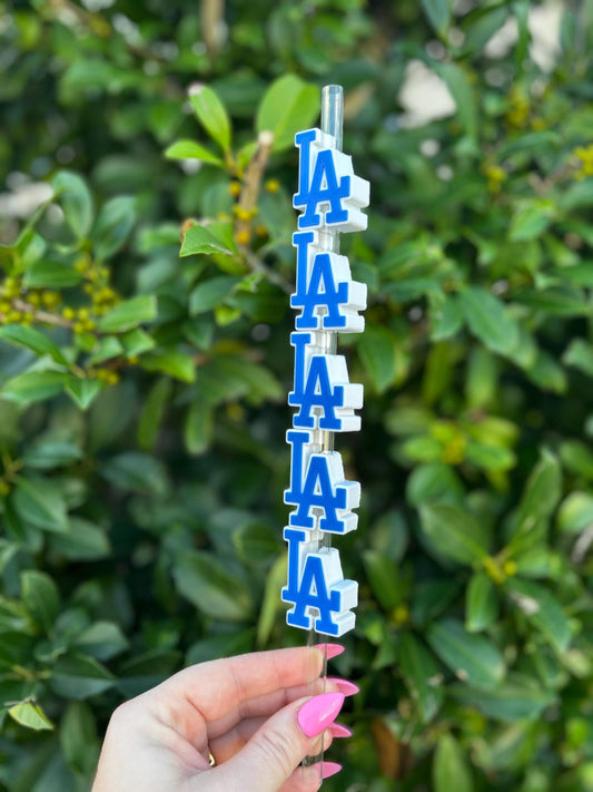 LA Dodgers Tumbler Straw Topper | Sports Team Cup Accessory | Fits Stanley & Reusable Tumblers