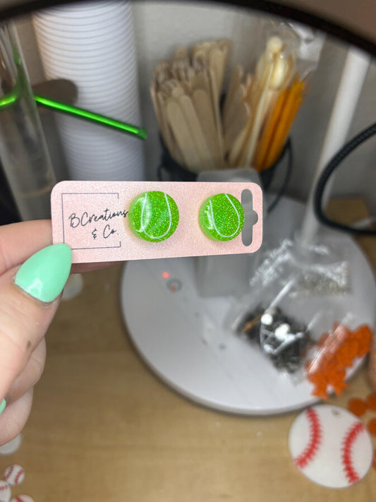 Glitter Tennis Stud Earrings | Custom | Handmade