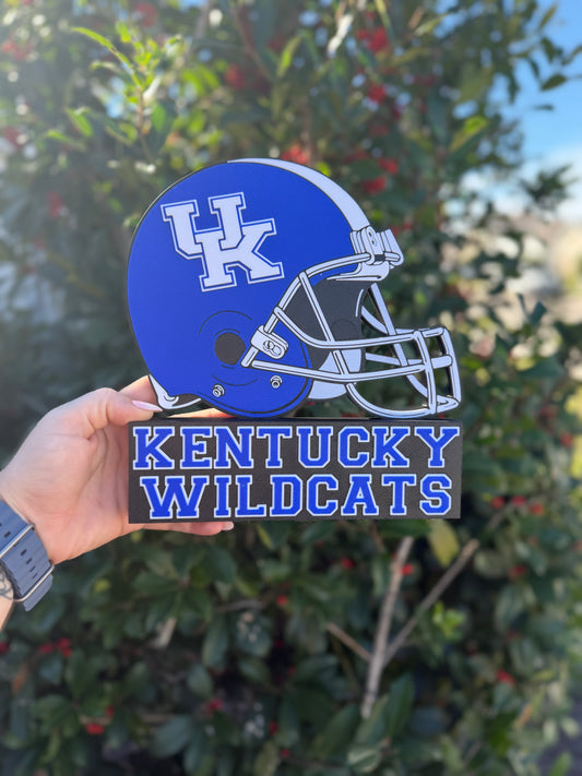 UK Wildcats Football Desk Stand | Kentucky Wildcats Helmet Display | College Football Desk Decor | Wildcats Fan Gift