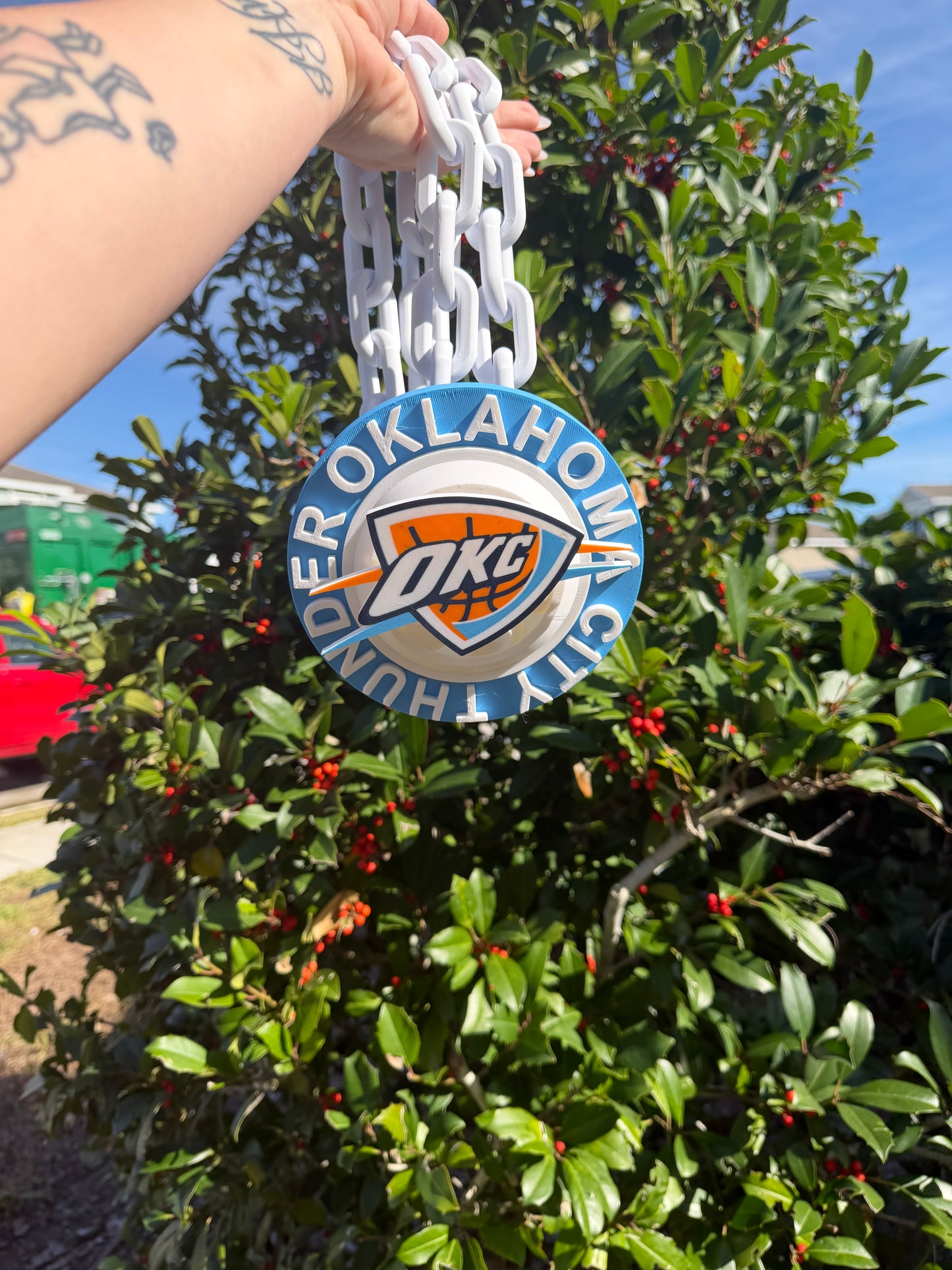 Oklahoma City Thunder Spinner Hype Chain | OKC Thunder Fan Chain | Basketball Game Day Necklace | Thunder Basketball Accessory