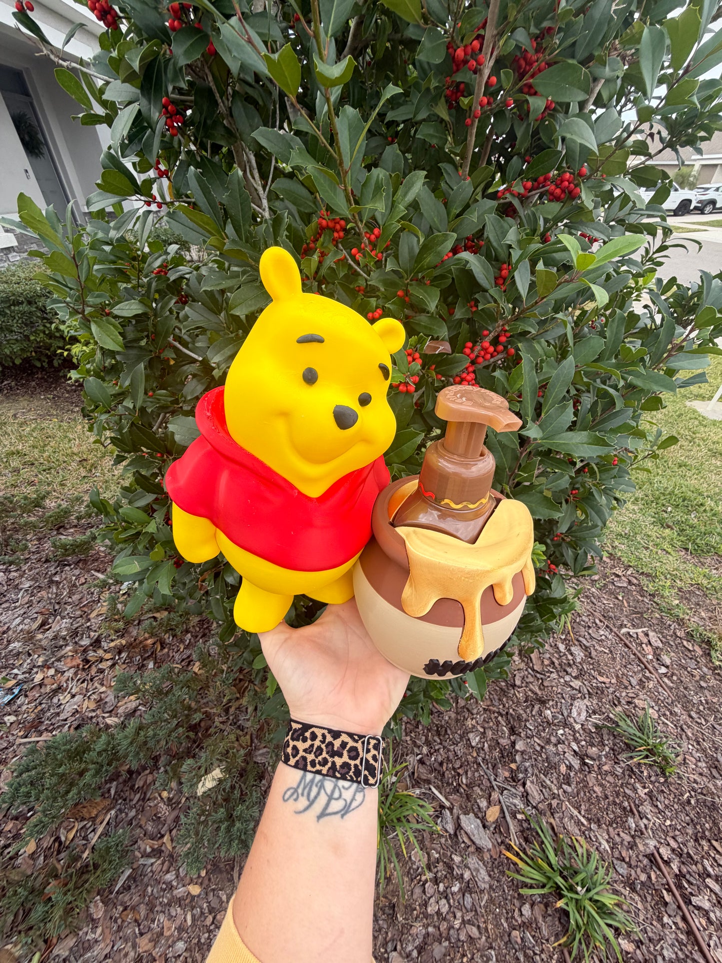 Winnie the Pooh Inspired Soap Holder | Bear Bathroom Decor | Kids Bathroom Soap Holder | Cute Countertop Soap Dispenser Holder