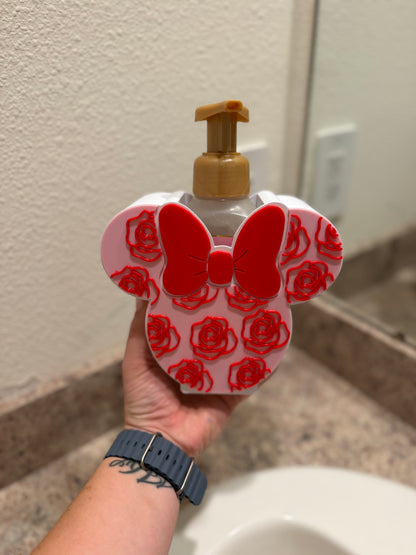 Minnie-Inspired Valentine Soap Holder with Roses | Bath & Body Works Foaming Soap Holder | Valentine Bathroom Decor | Disney-Inspired Gift