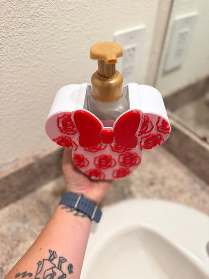 Minnie-Inspired Valentine Soap Holder with Roses | Bath & Body Works Foaming Soap Holder | Valentine Bathroom Decor | Disney-Inspired Gift