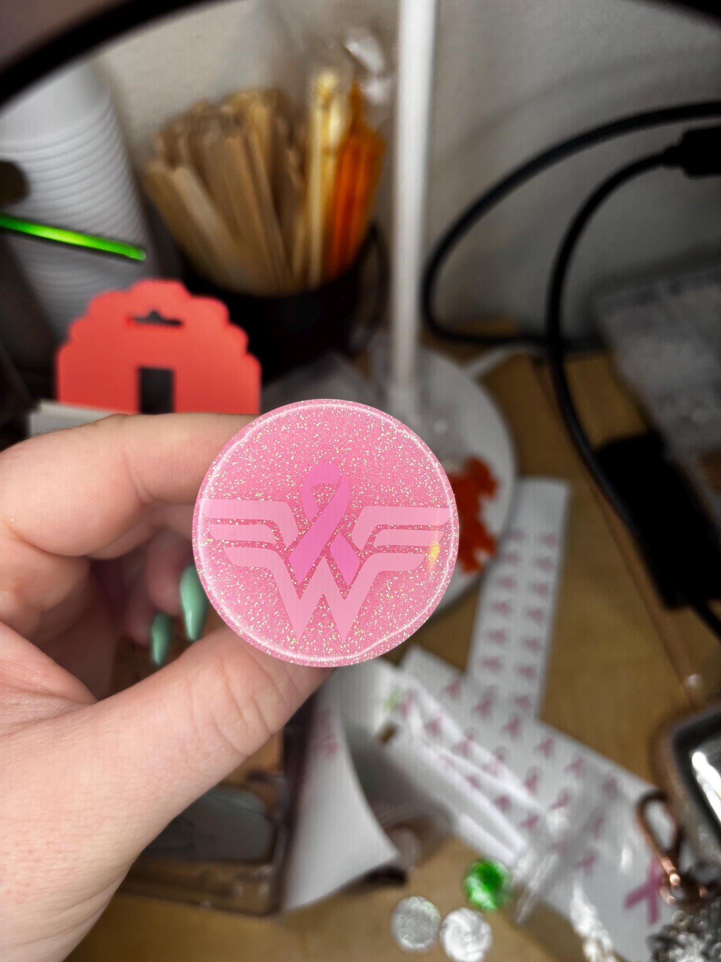 Breast Cancer Superhero Phone Grip | Custom | Handmade