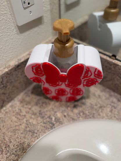 Minnie-Inspired Valentine Soap Holder with Roses | Bath & Body Works Foaming Soap Holder | Valentine Bathroom Decor | Disney-Inspired Gift
