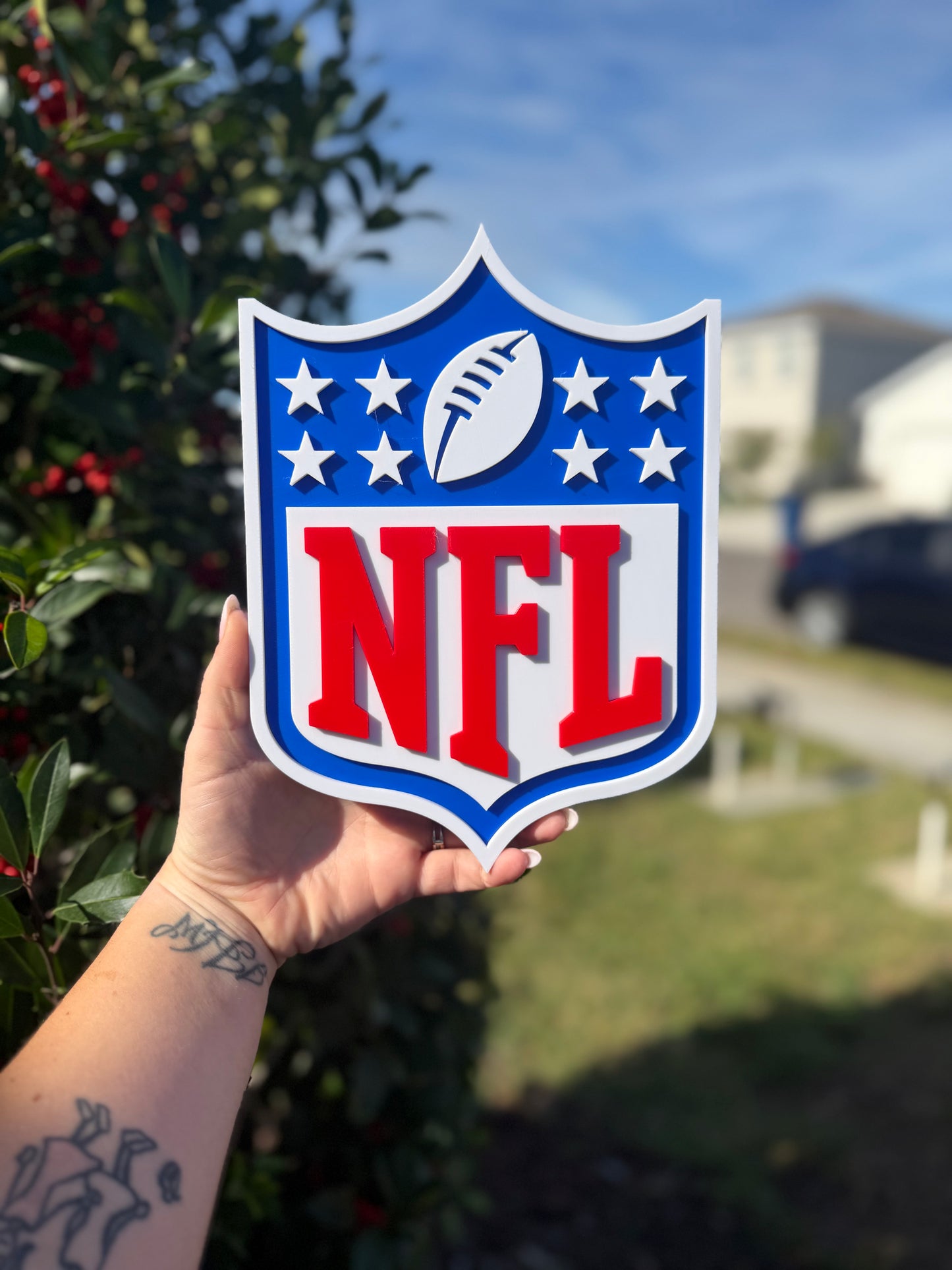 NFL 3D Printed Logo Plaque | Football League Wall Decor | Sports Room & Man Cave Sign | NFL Fan Gift