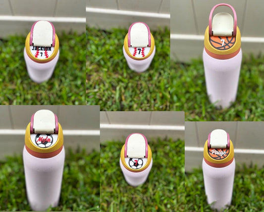 Custom Sports Owala Tumbler Topper | Personalized Name & Number | Baseball, Basketball, Soccer | Owala FreeSip Water Bottle Accessories