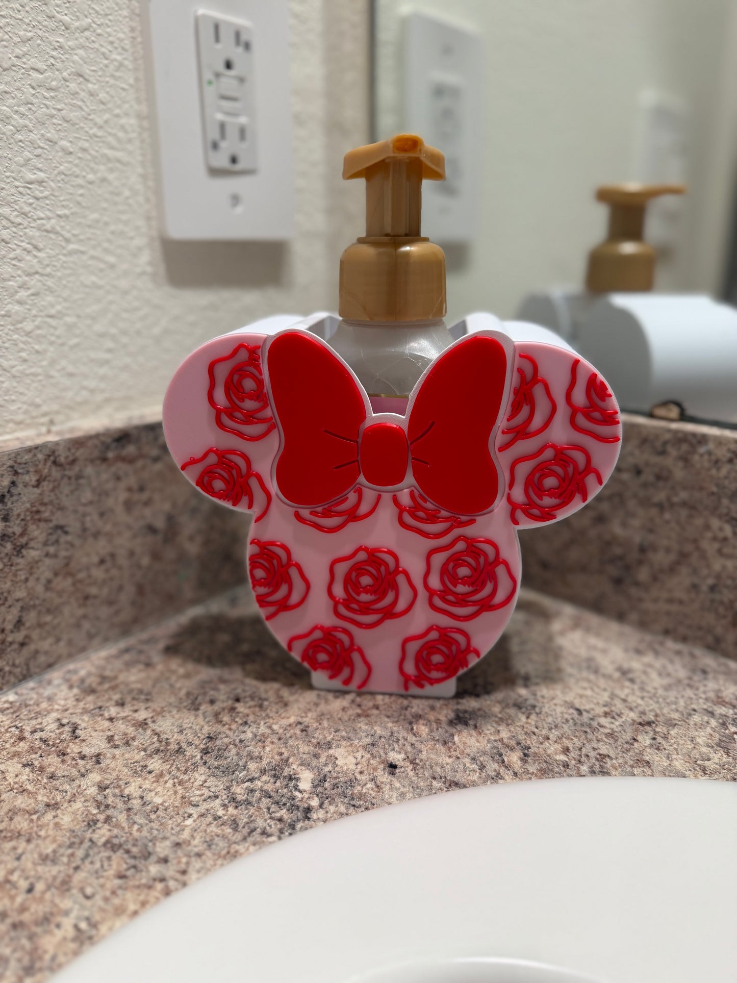 Minnie-Inspired Valentine Soap Holder with Roses | Bath & Body Works Foaming Soap Holder | Valentine Bathroom Decor | Disney-Inspired Gift