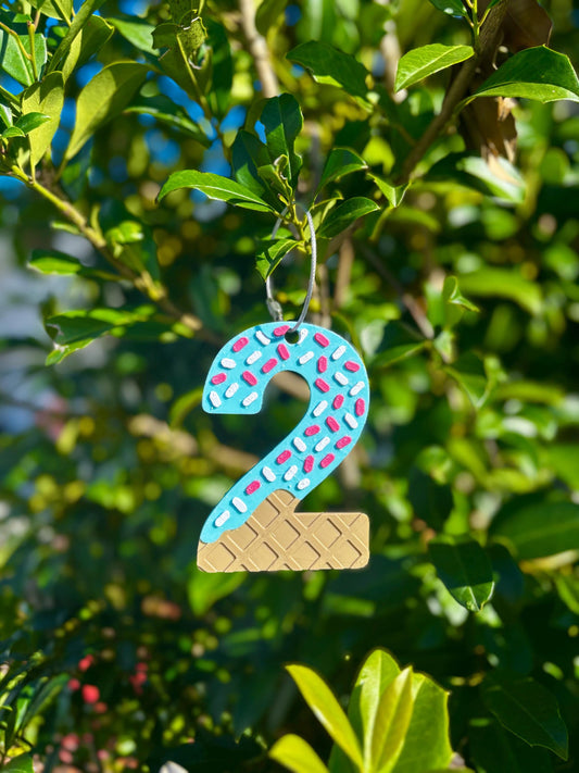 Ice Cream Number Bag Tags | Personalized Sprinkles Keychains | Summer Backpack Tags | Kids Birthday Favor Tags | 3D Printed Ice Cream Gifts