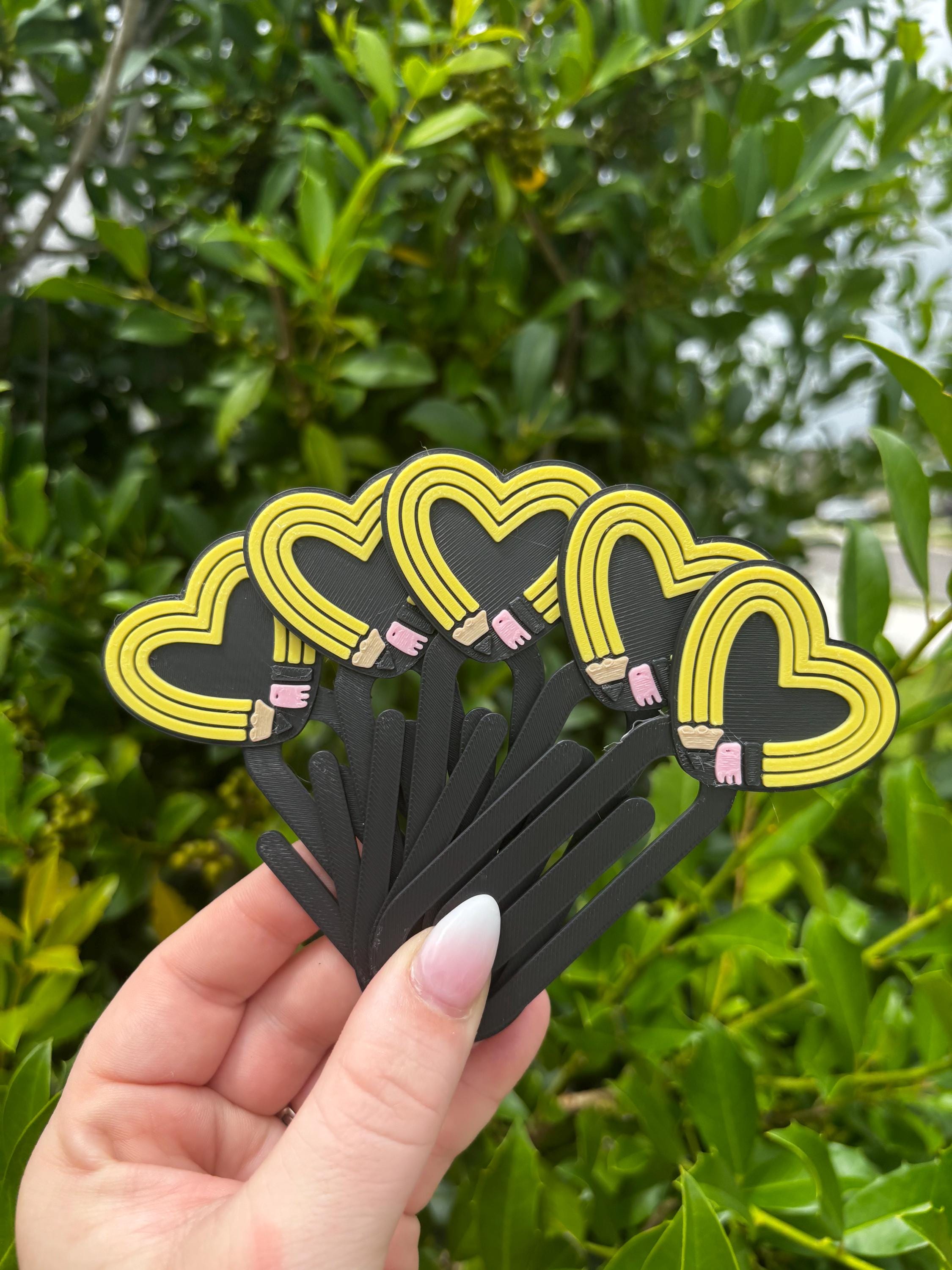 PACK OF 5 Pencil Heart Jumbo Paperclip | Teacher Planner Bookmark | Back to School Gift | Cute Stationery Accessory