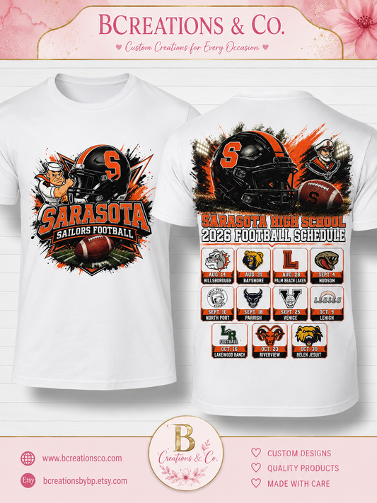 Custom Sarasota High School Sailors 26-27 Football Tee