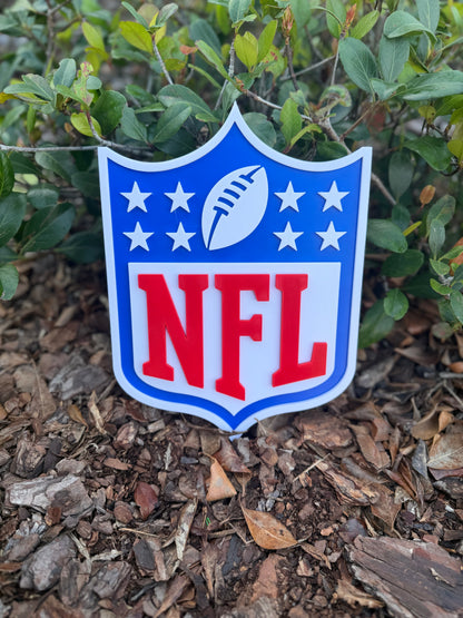 NFL 3D Printed Logo Plaque | Football League Wall Decor | Sports Room & Man Cave Sign | NFL Fan Gift