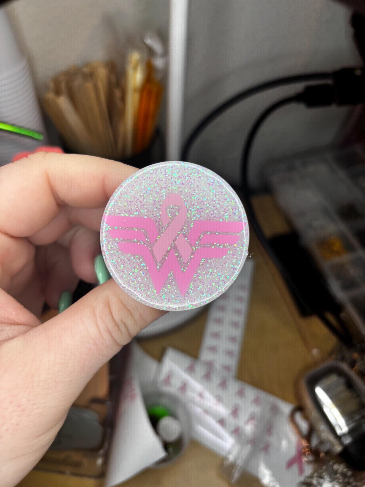 Breast Cancer Superhero Phone Grip | Custom | Handmade