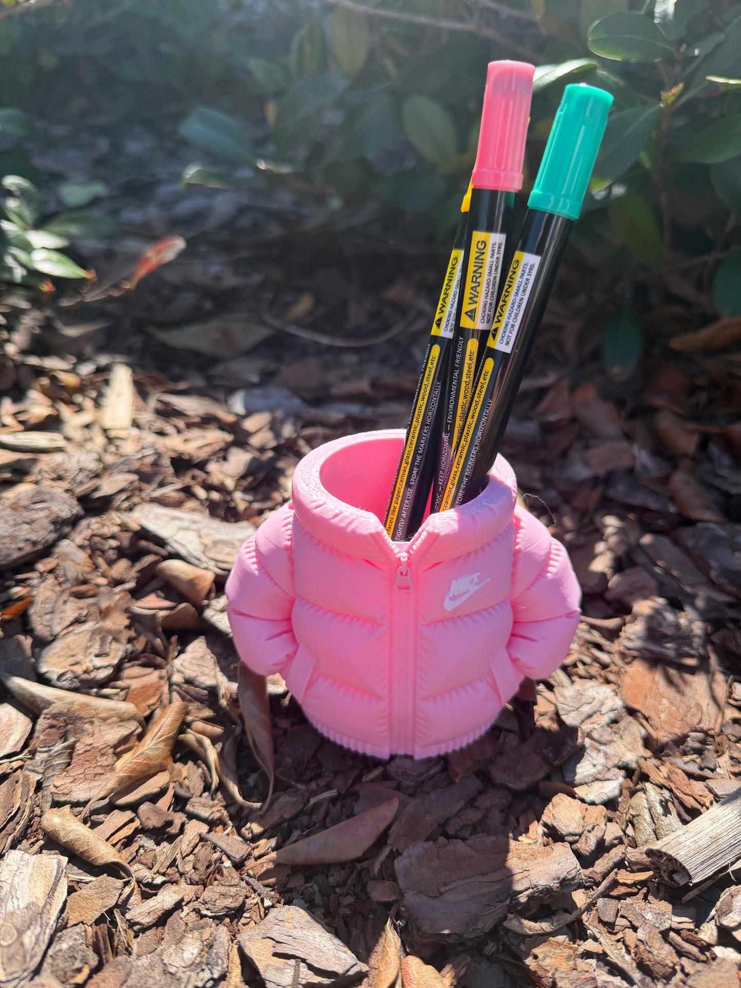 Pink Puffer Jacket Pen Holder | Sneaker-Inspired Desk Organizer | 3D Printed Jacket Cup | Trendy Office Decor