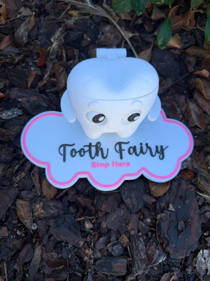 Tooth Fairy Stand with Removable Tooth & Money Holder | Kids Tooth Fairy Gift | Pink or Blue Tooth Fairy Decor