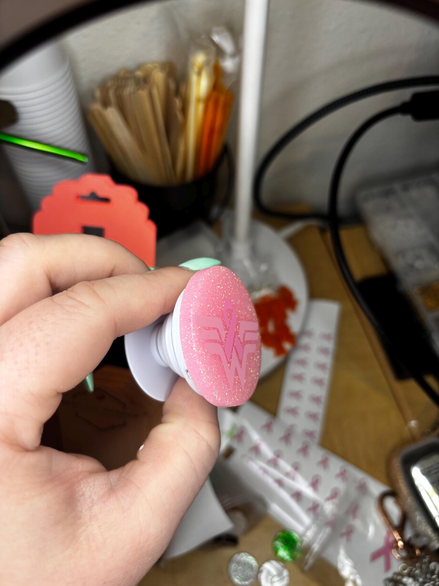 Breast Cancer Superhero Phone Grip | Custom | Handmade