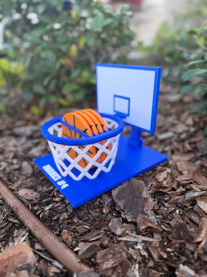 Personalized Basketball Coaster Set with Holder | Custom Name & Number | Sports Desk & Man Cave Decor | Basketball Gift