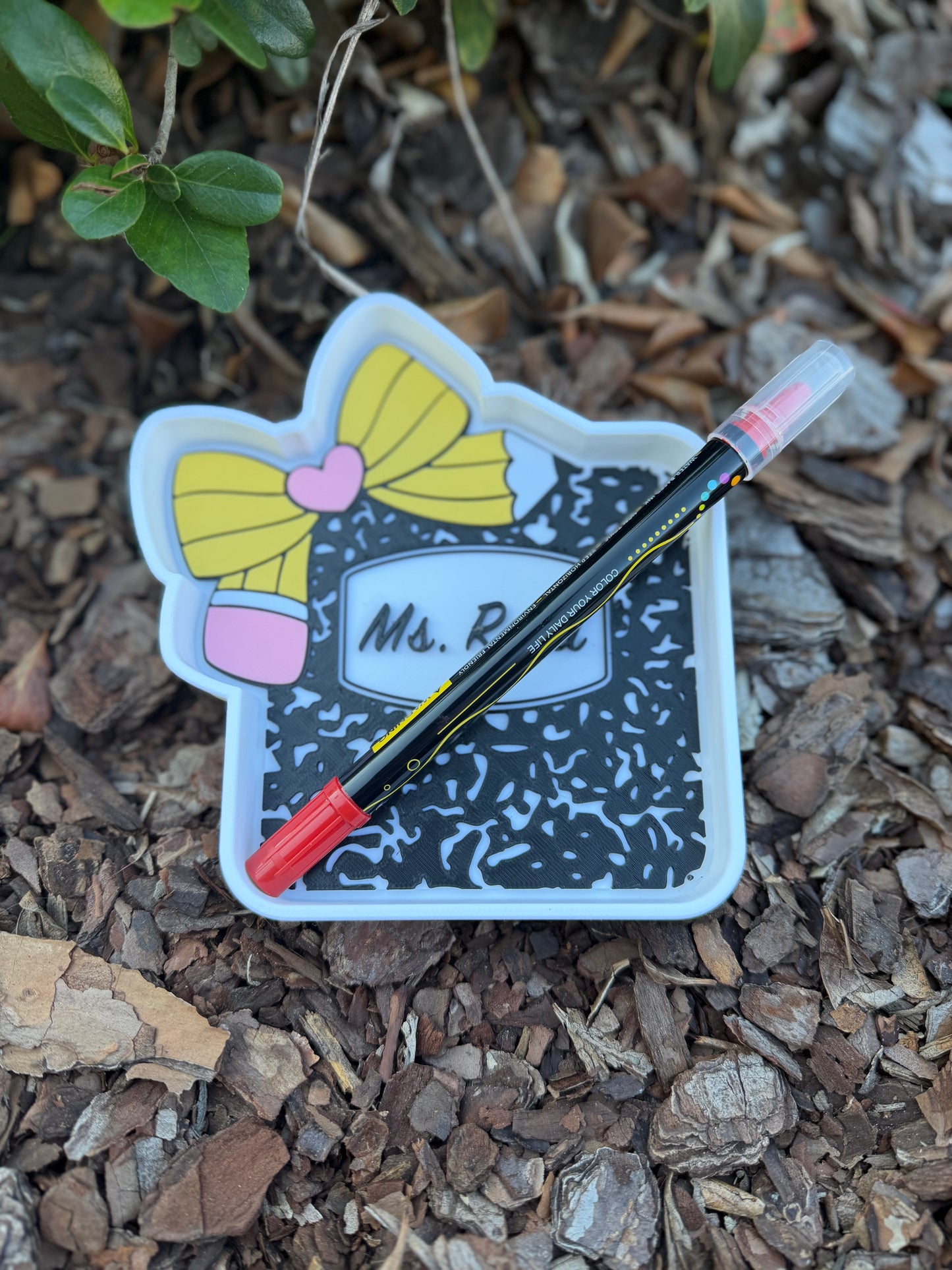 Personalized Teacher Desk Set | Custom Name Phone Holder, Pen Holder & Trinket Dish | Teacher Gift | Back to School Desk Decor