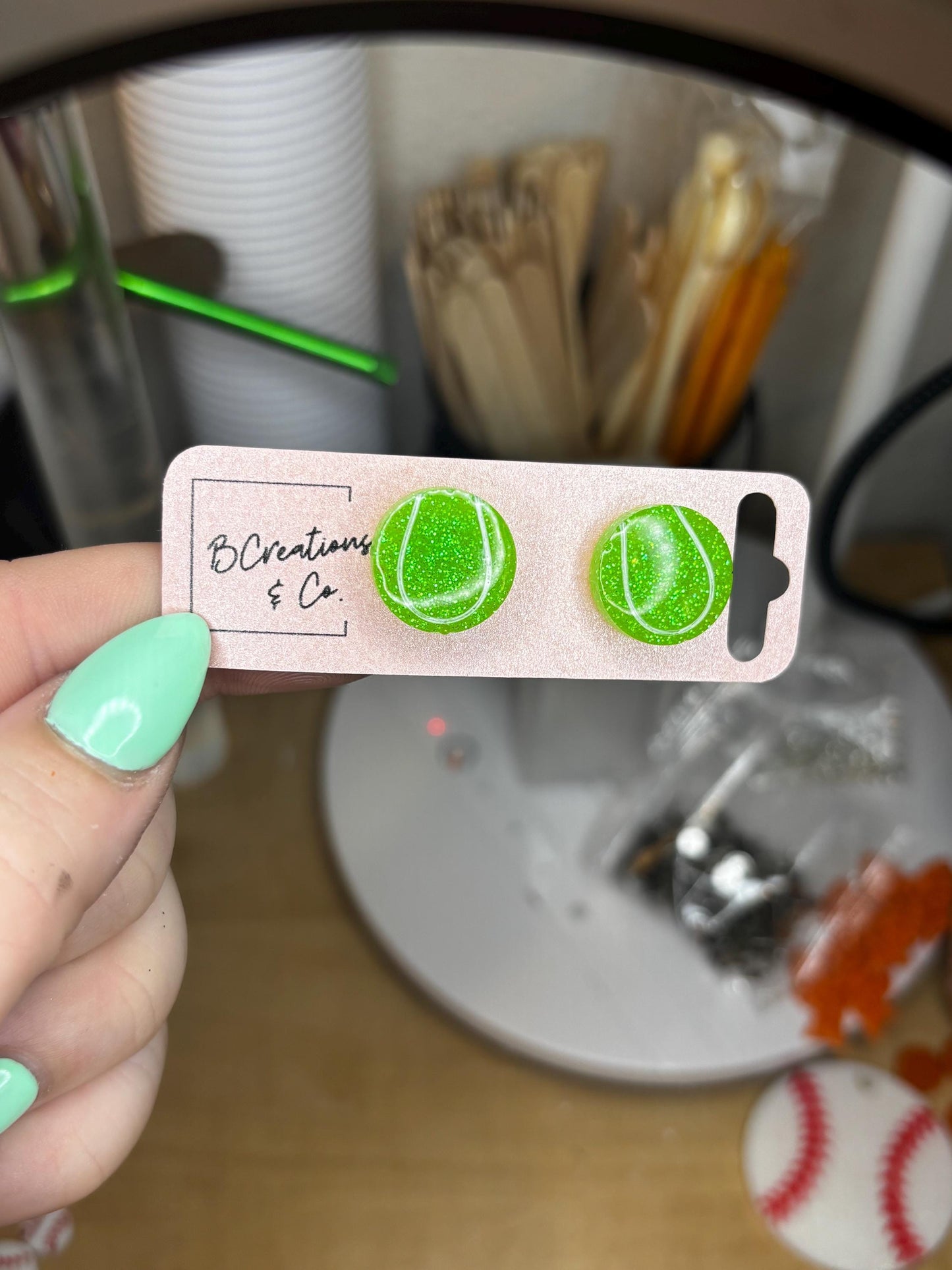 Glitter Tennis Stud Earrings | Custom | Handmade