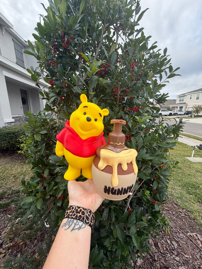 Winnie the Pooh Inspired Soap Holder | Bear Bathroom Decor | Kids Bathroom Soap Holder | Cute Countertop Soap Dispenser Holder